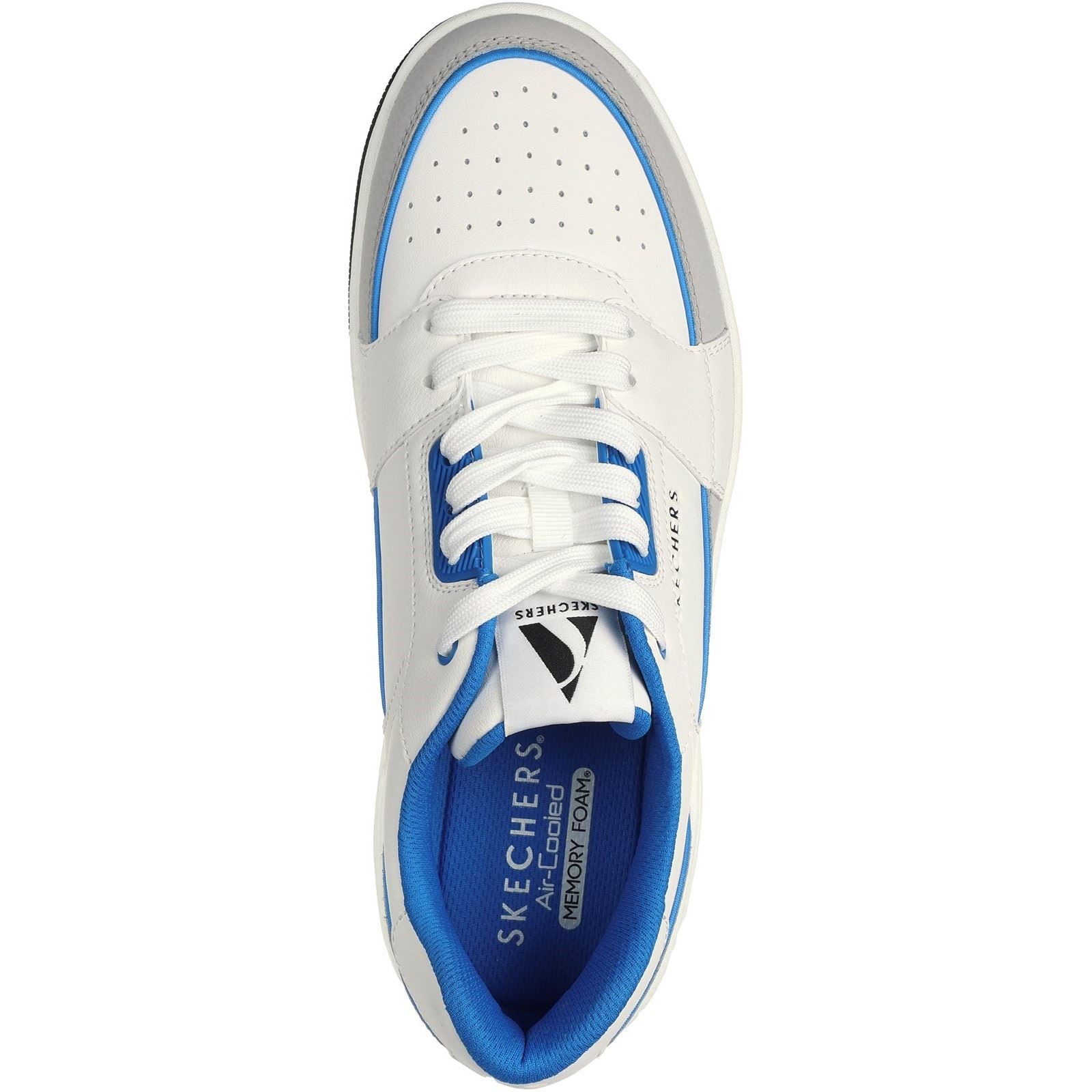 Skechers Uno Court Low-Post Baskets Pour Hommes En Cuir Blanc/Bleu
