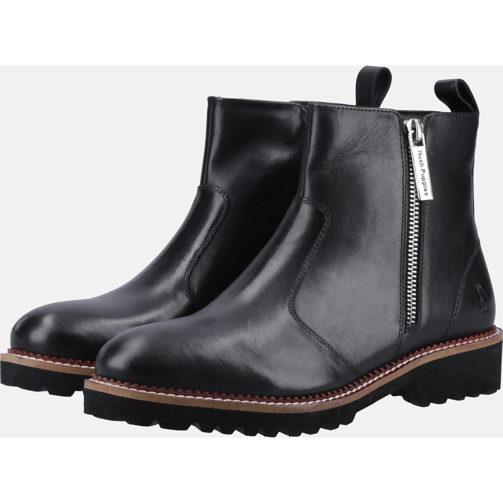 Hush Puppies Grace Zip Bottes En Daim Noir Pour Femmes