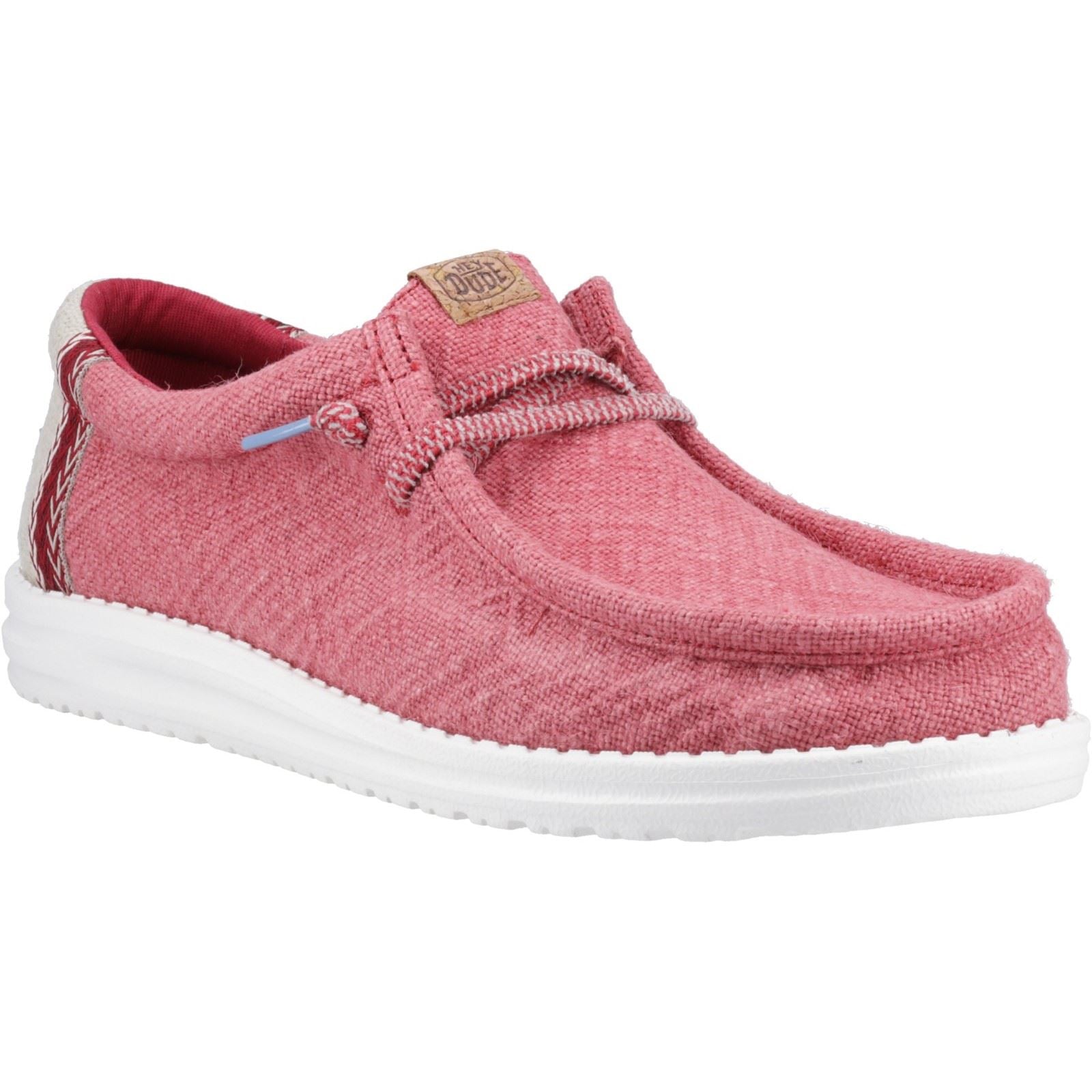 HEYDUDE Wally Jute Chaussures Mocassins En Toile Pour Homme Rouge Foncé /Argenté Birch