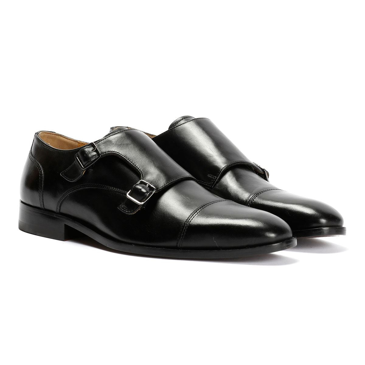 Chapman & Moore Toe Cap Monk Chaussures Noires En Cuir Pour Homme À Lacets