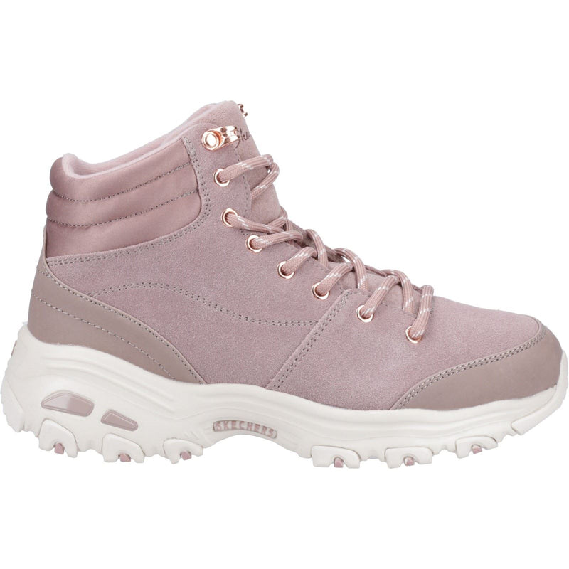 Skechers D'Lites Bottes Roses Poudrées Pour Femmes En Cuir