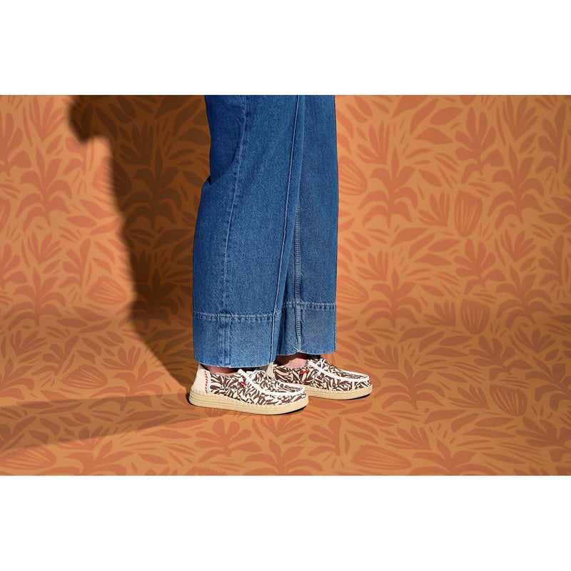 HEYDUDE Wendy Espadrille Retro Palm Mélange De Coton Esapdrilles Pour Femmes, Couleur Brun Centre/Vignette