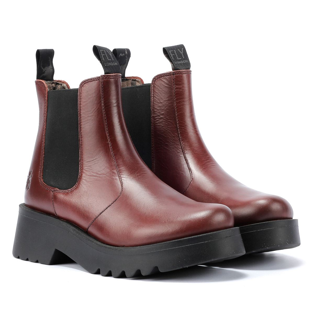 Fly London Medi Bottes En Cuir Rouge Pour Femmes