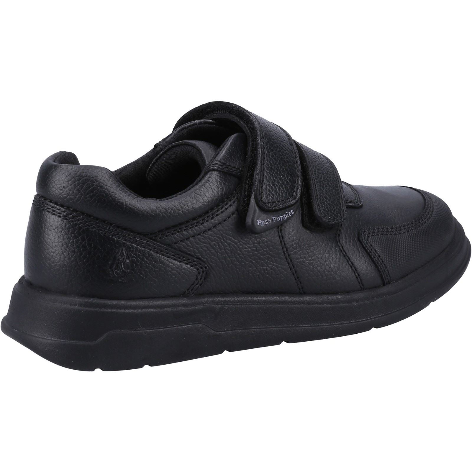 Hush Puppies Ryan JNR Chaussures Noires Pour Garçons En Cuir.