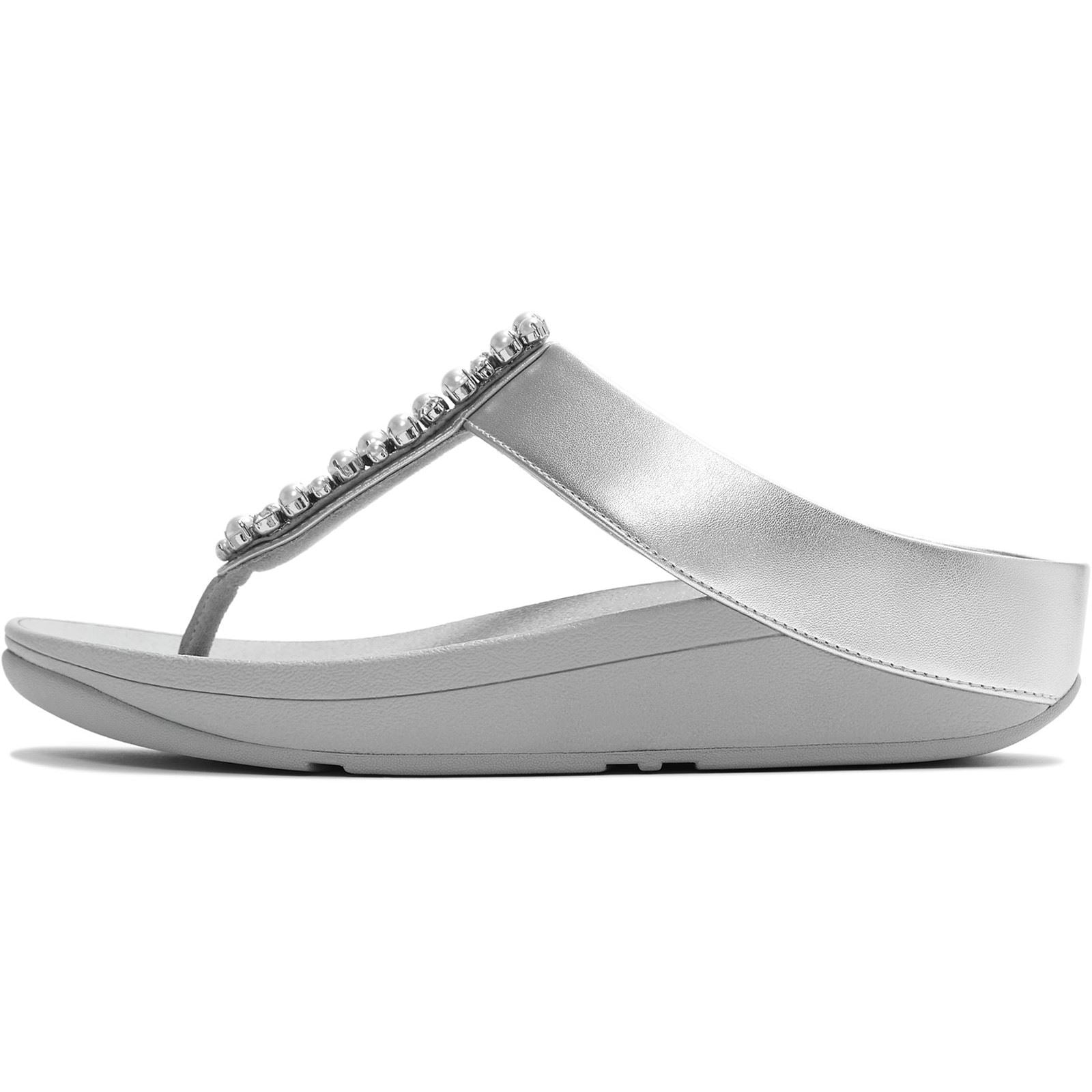 Fitflop Fino Toe-Post Sandales Argentées En Polyuréthane Pour Femmes