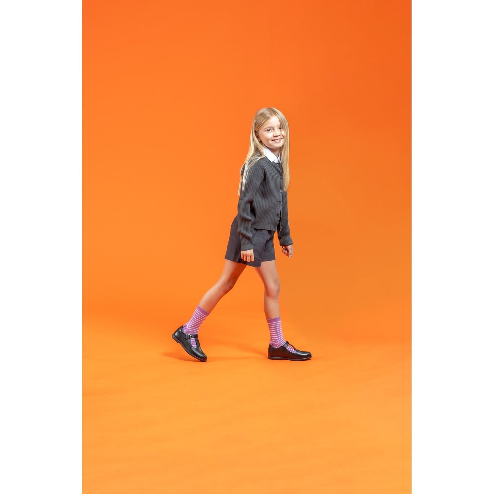 Hush Puppies Britney JNR Chaussures Noires Pour Filles En Cuir