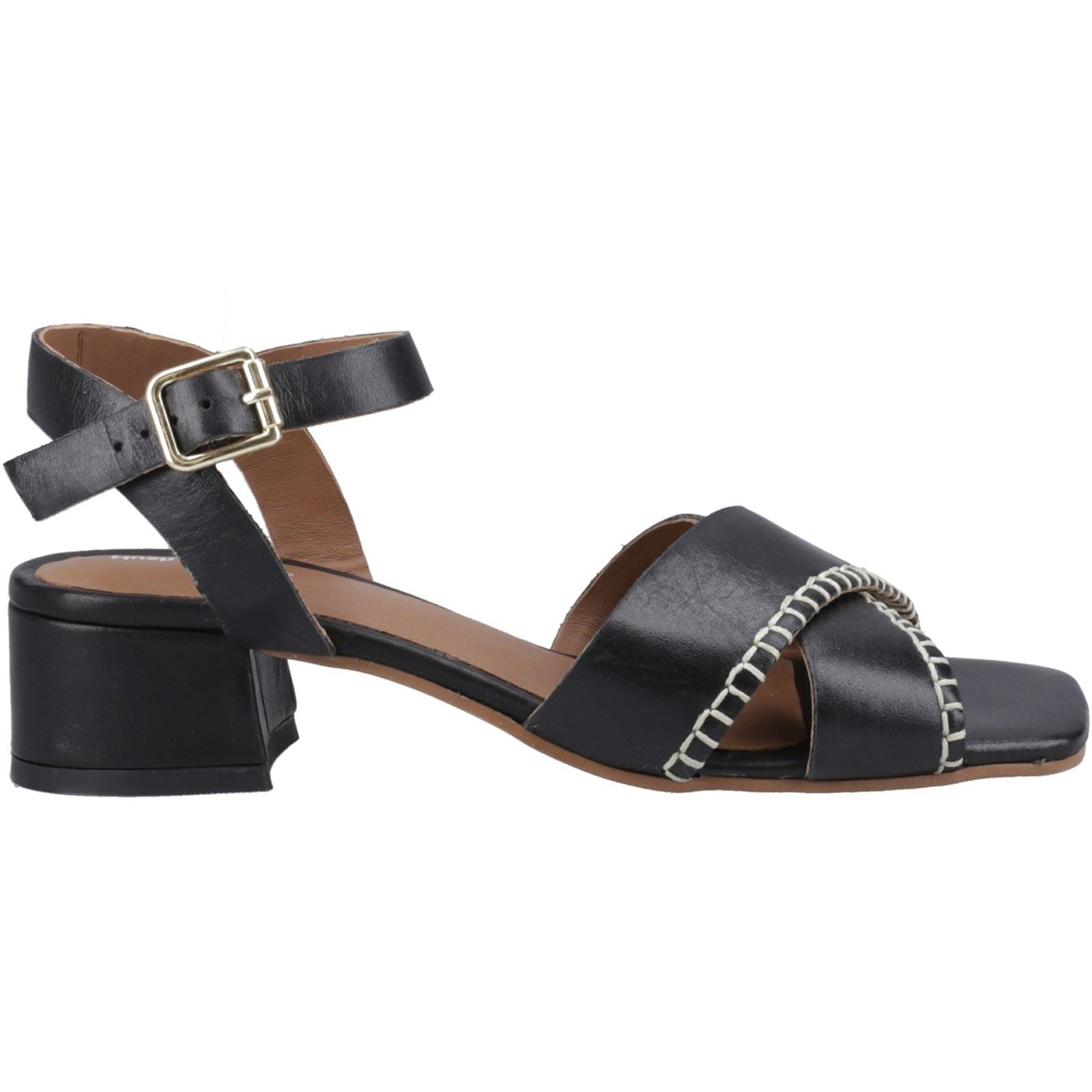 Hush Puppies Lyla Heeled Sandales Noires Pour Femmes En Cuir