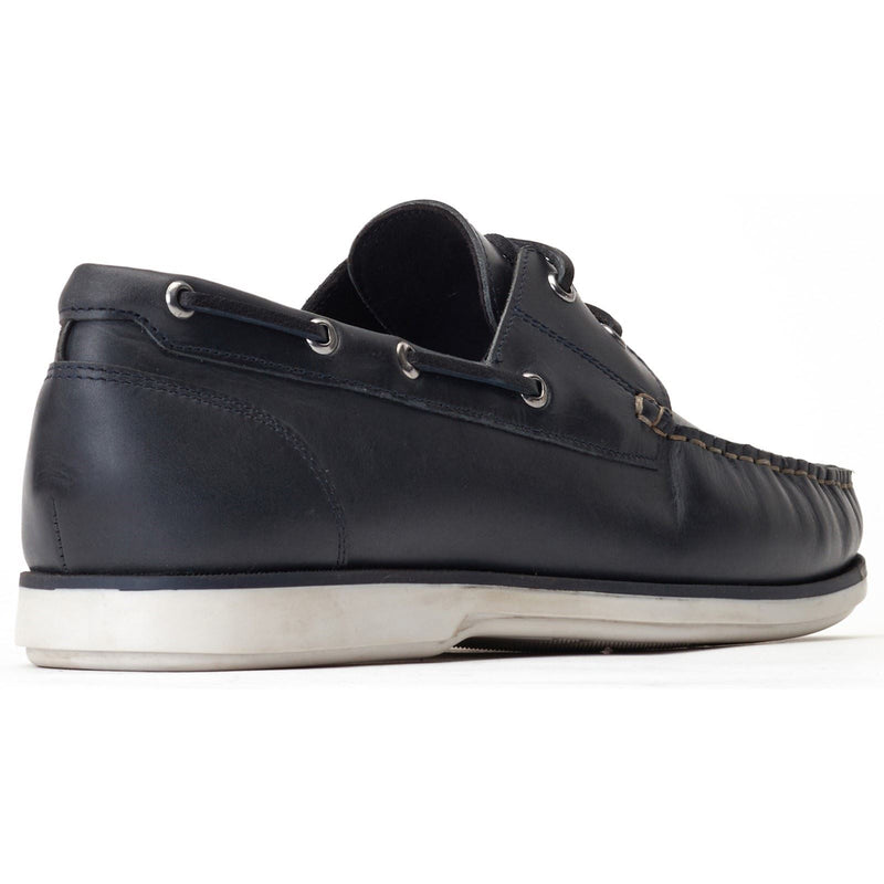 Base London Stern Chaussures Bateau En Cuir Pour Hommes, Bleu Marine