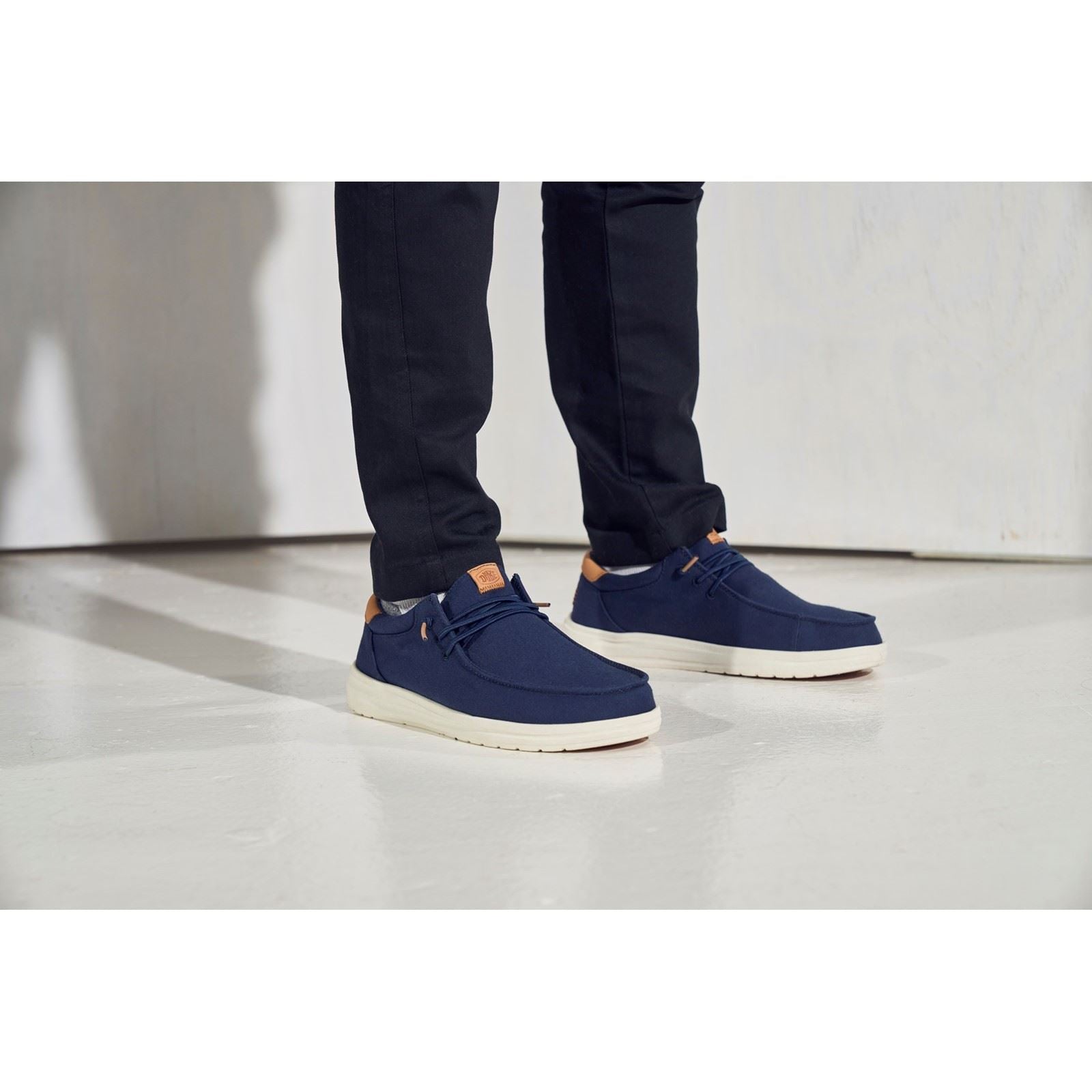 HEYDUDE Paul Canvas Chaussures Mocassins En Velours Homme Bleu Marine