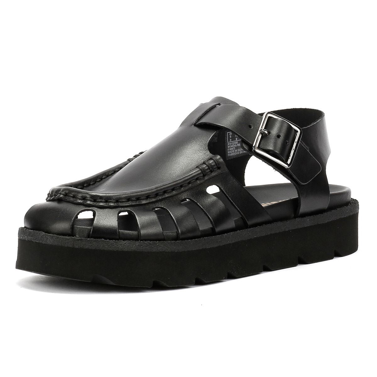 Clarks Originals Meadow Buckle Sandales Noires Pour Femmes En Cuir