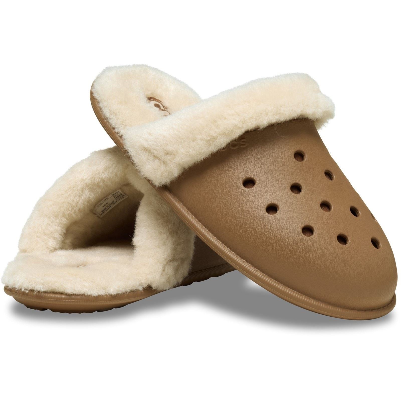 Crocs Classic Fuzz Scuff Chaussons En Sepia En Thermoplastique