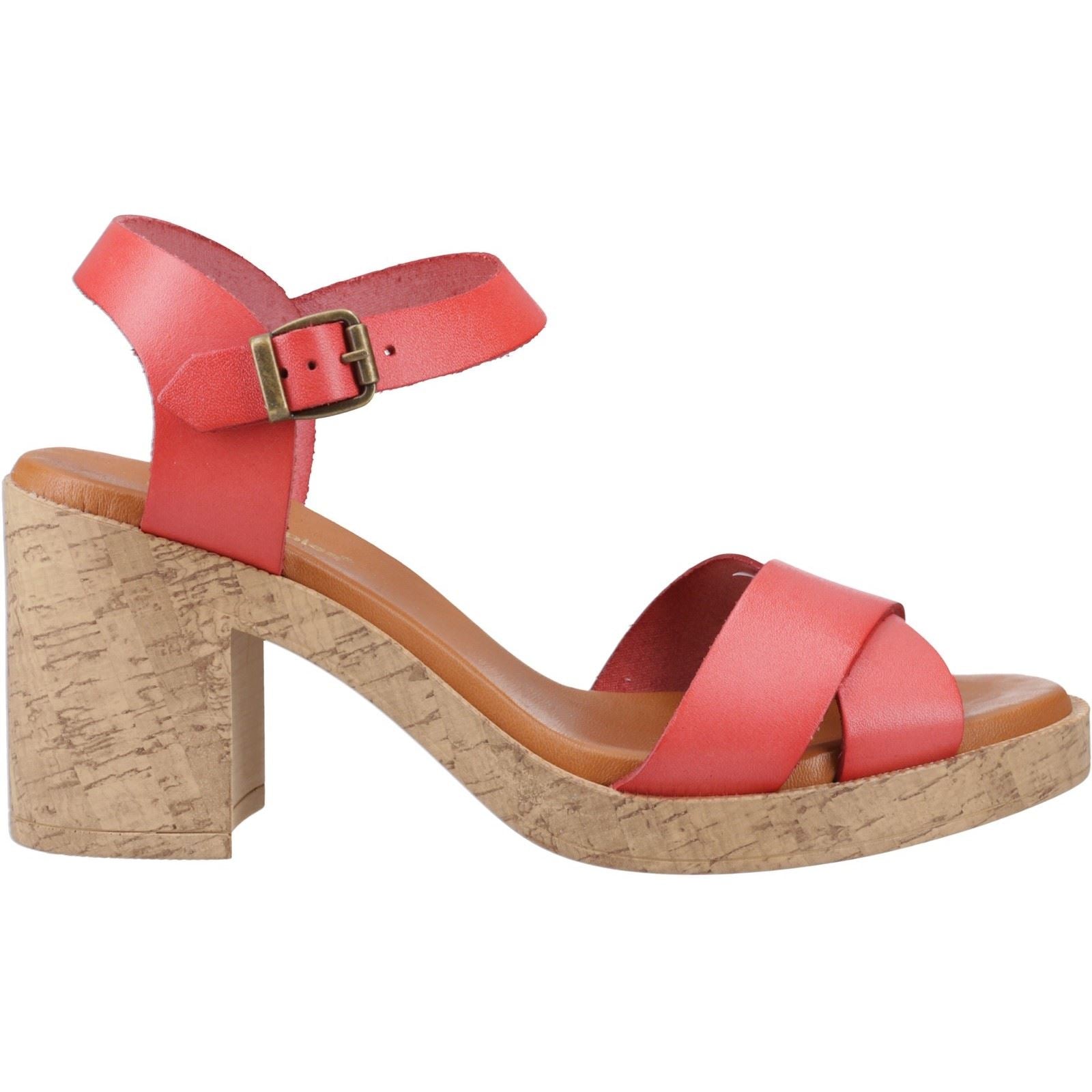 Hush Puppies Georgia Cork Sandales En Cuir Pour Femmes, Couleur Corail