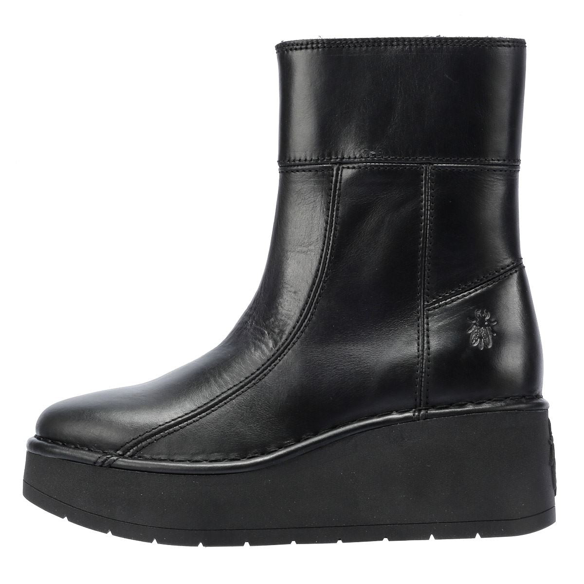 Fly London Hann Bottes Noires En Cuir Pour Femmes