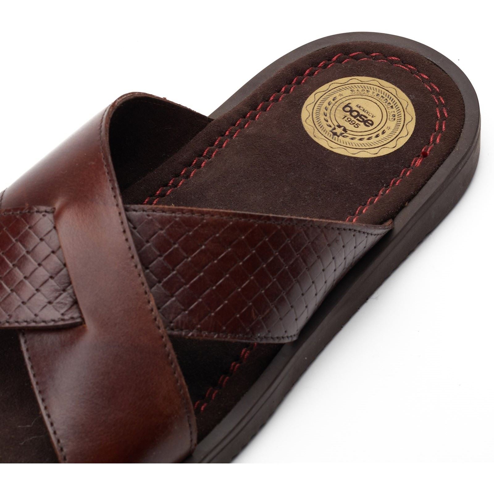 Base London Astro Sandales En Cuir Pour Hommes Marron Brûlé