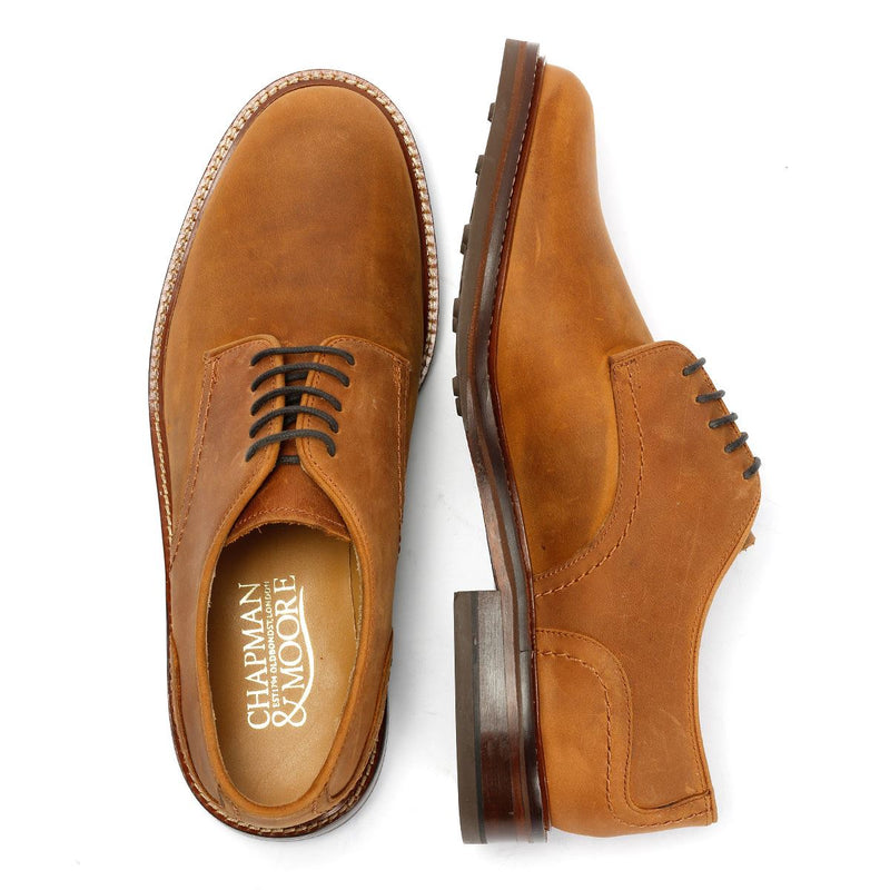 Chapman & Moore Plain Derby Country Chaussures En Cuir Pour Hommes Brunes À Lacets