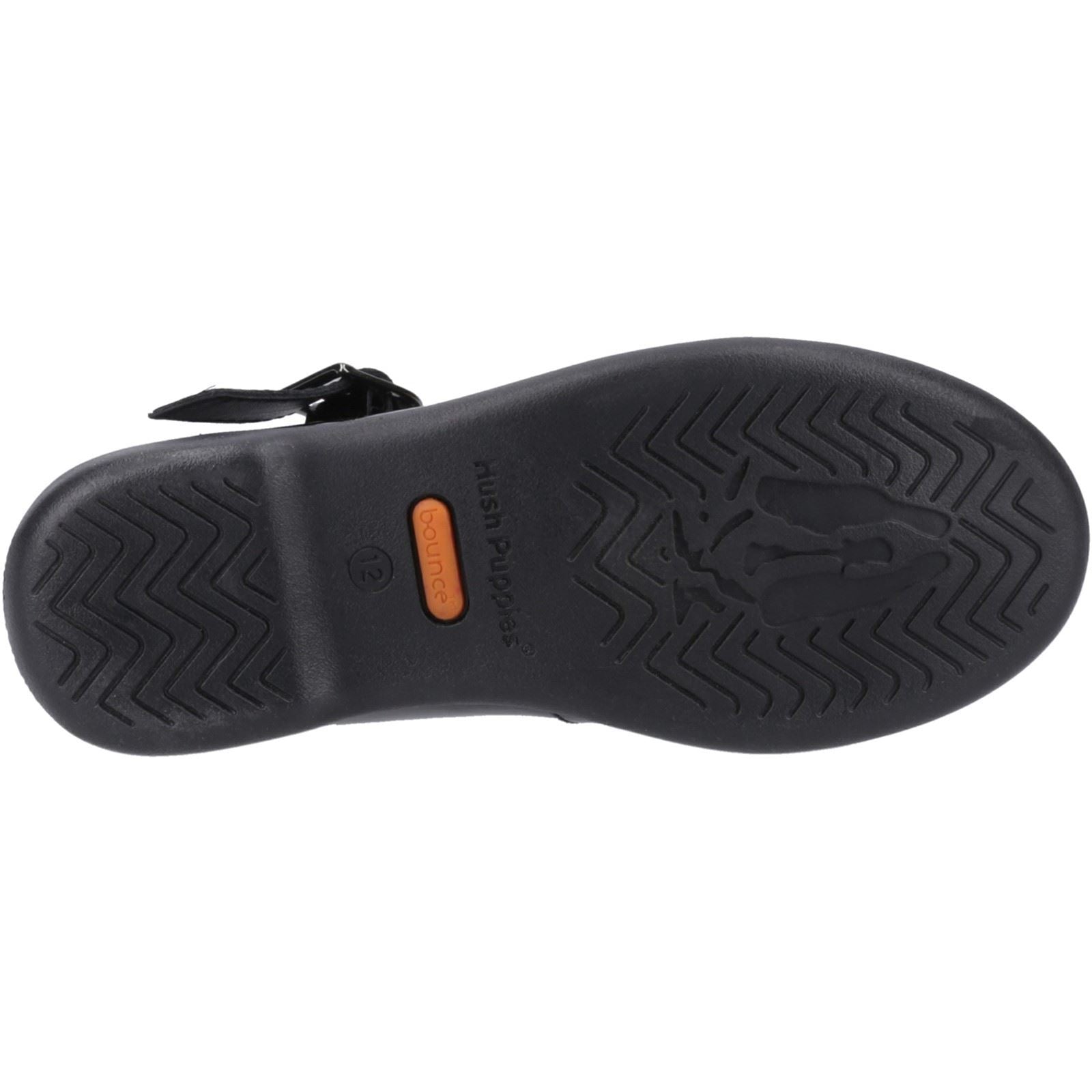 Hush Puppies Britney Patent Junior Chaussures Noires Pour Filles En Cuir