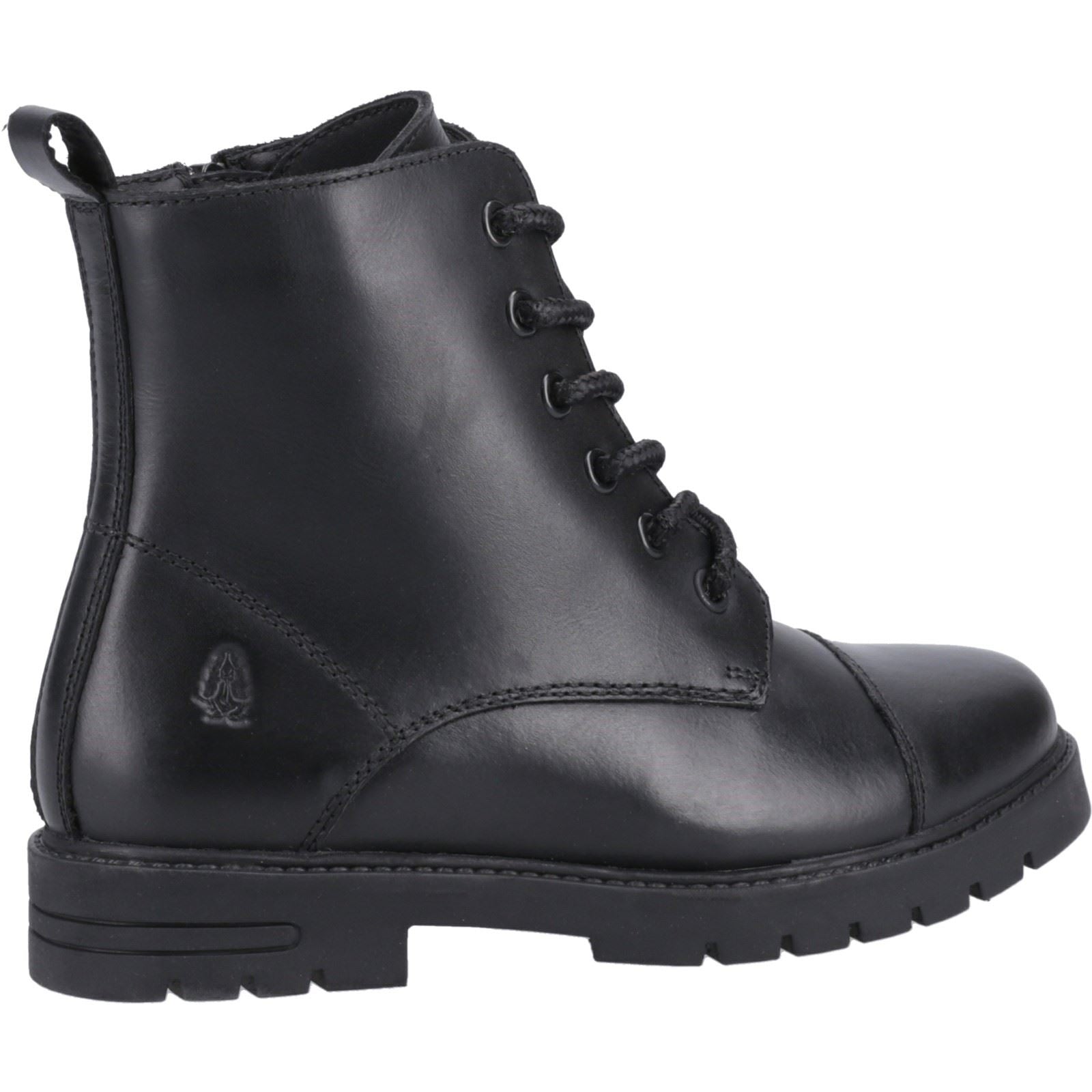Hush Puppies Lauren Senior Chaussures Noires Pour Filles En Cuir