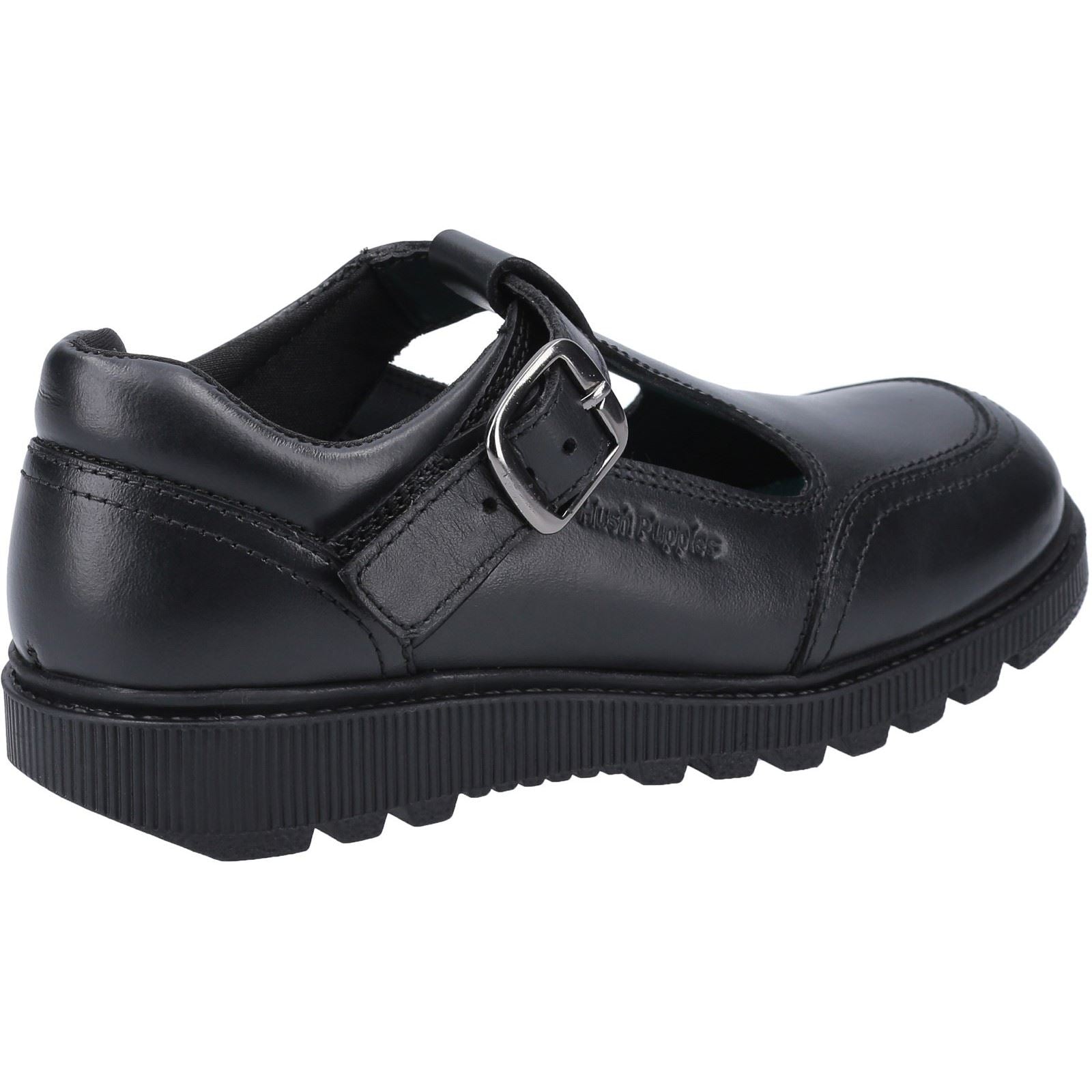 Hush Puppies Kerry Senior Chaussures Noires Pour Filles En Cuir