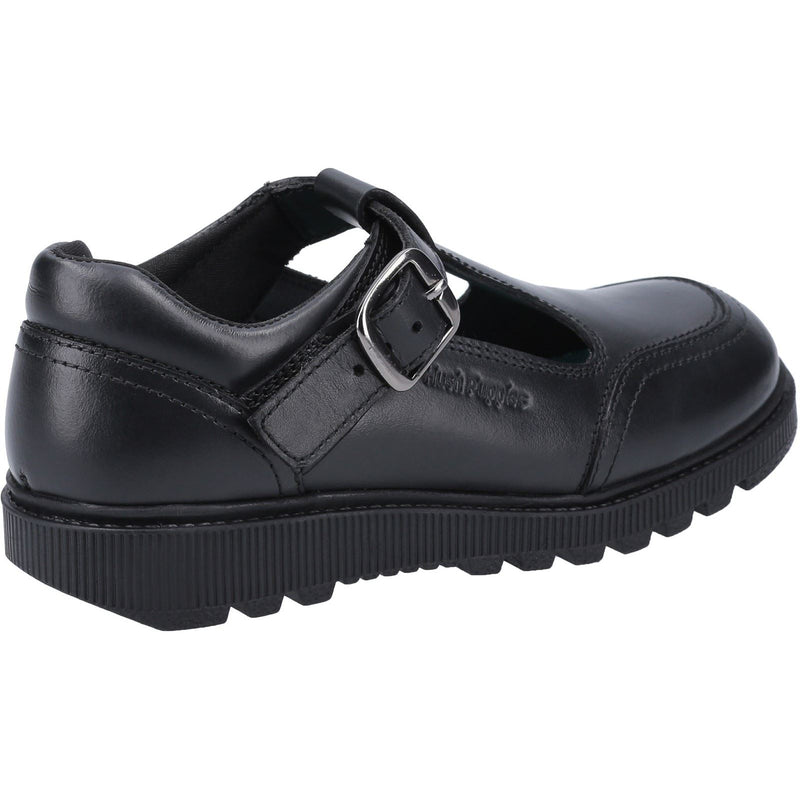Hush Puppies Kerry Senior Chaussures Noires Pour Filles En Cuir