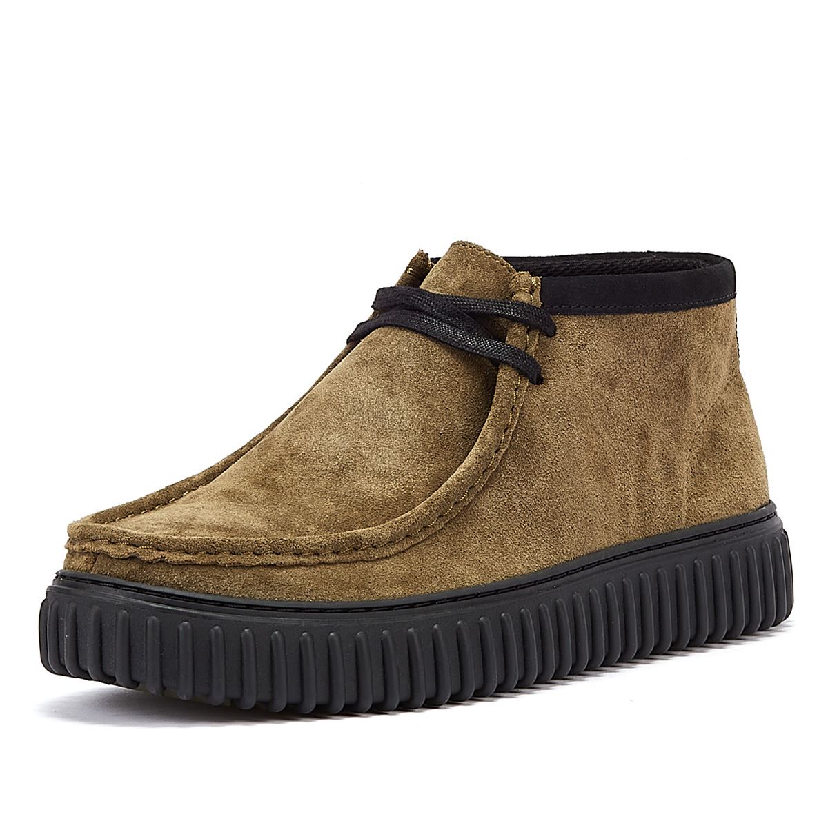 Clarks Main Torhill Hi Bottes En Daim Pour Homme Olive