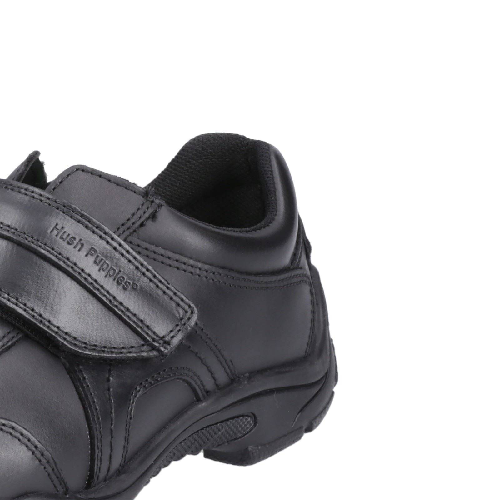 Hush Puppies Arlo Senior Chaussures Noires Pour Garçons En Cuir