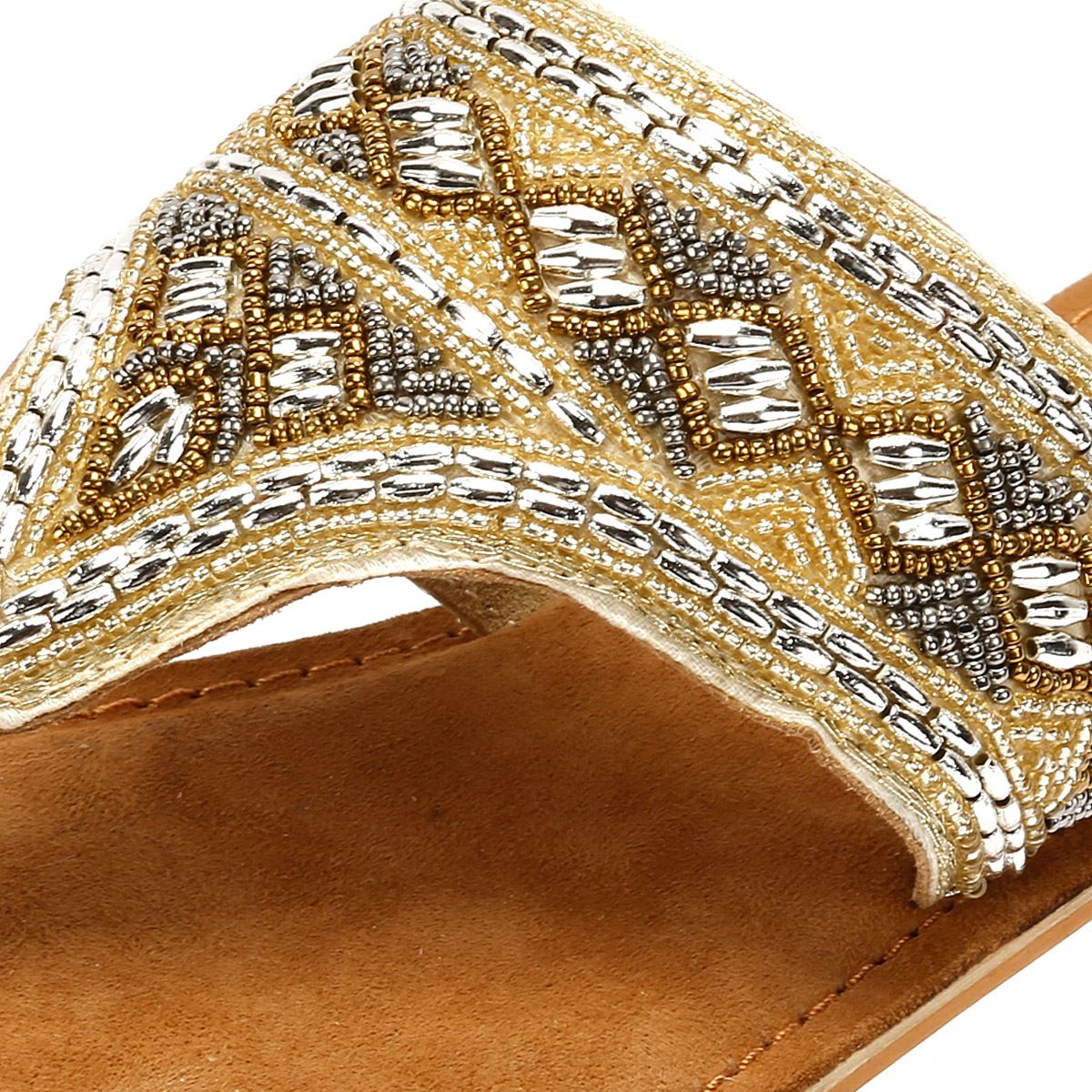 Tower London Wide Vamp Toepost Sandales Dorées Pour Femmes