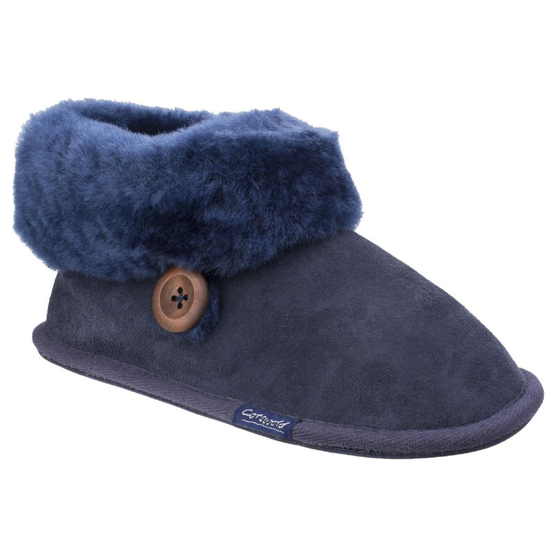 Cotswold Wotton Chaussons En Cuir Pour Femme De Couleur Bleu Foncé