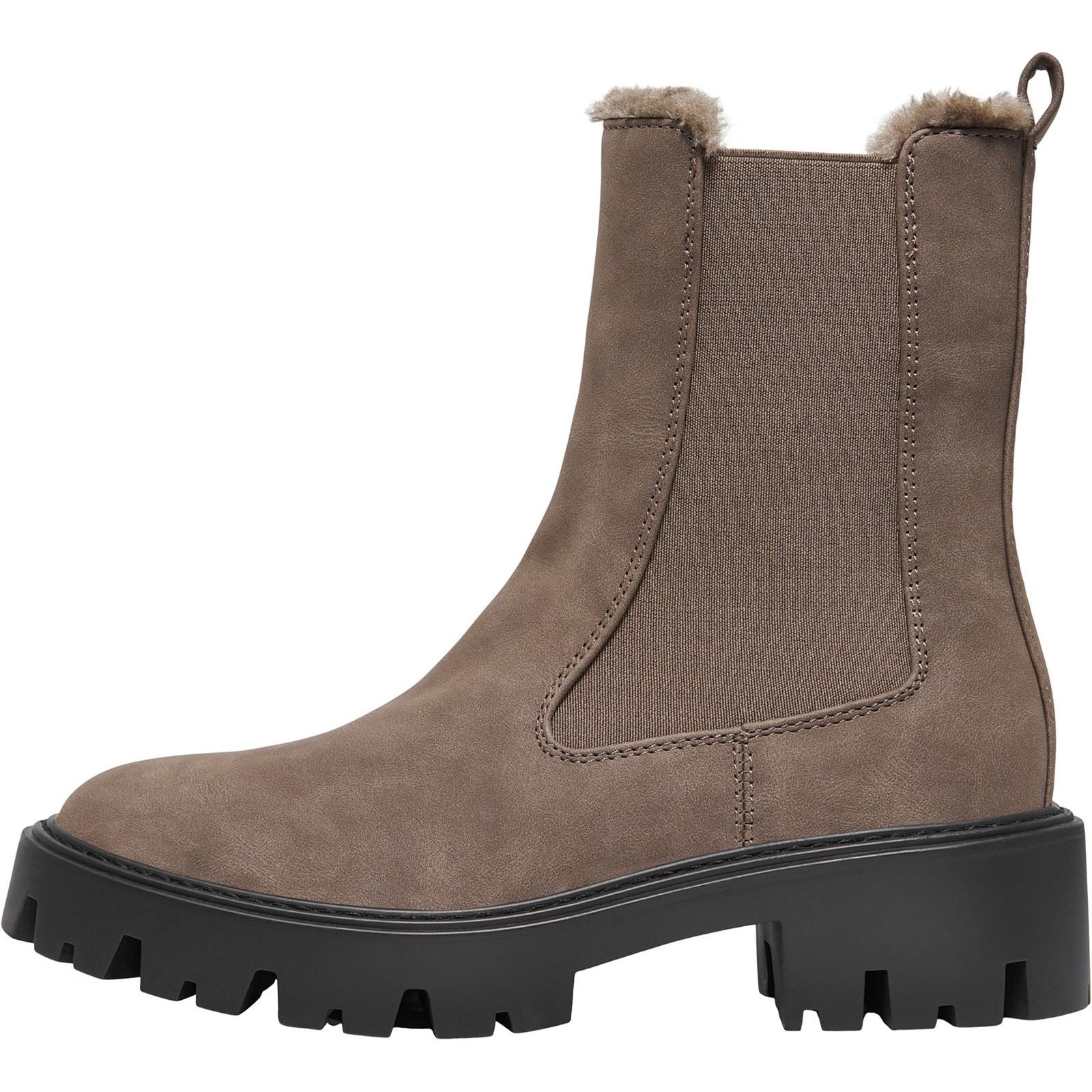 ONLY BETTY-9 WARM LINED Bottes À Talons Chevilles En Pierre Brune Pour Femmes En Polyuréthane