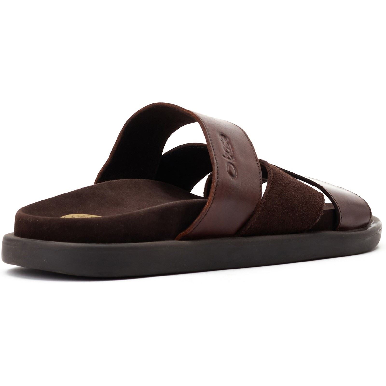 Base London Ponza Sandales En Cuir Pour Hommes Marron Foncé