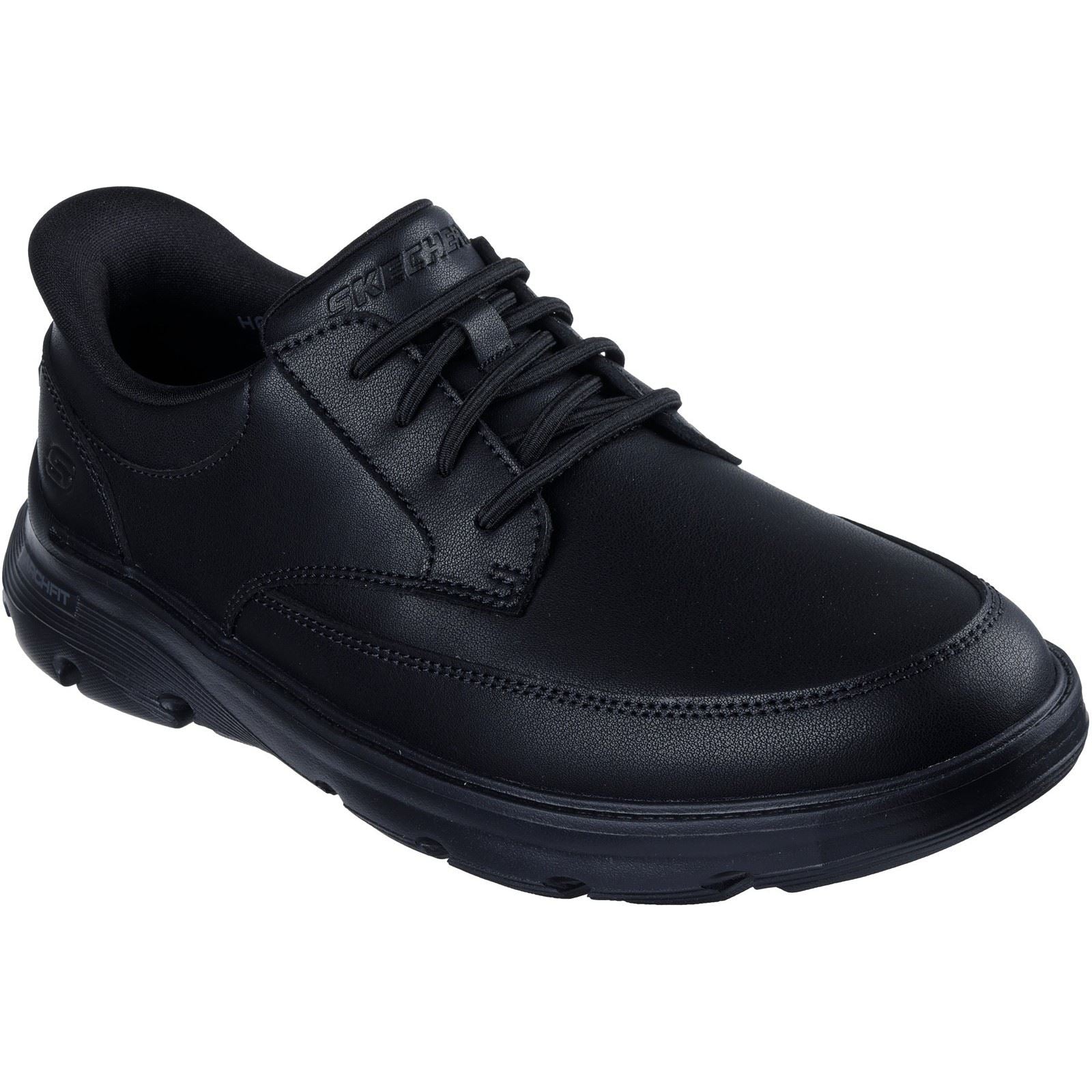 Skechers Arch Fit Garza Rowan Chaussures En Cuir Noir À Lacets Pour Hommes