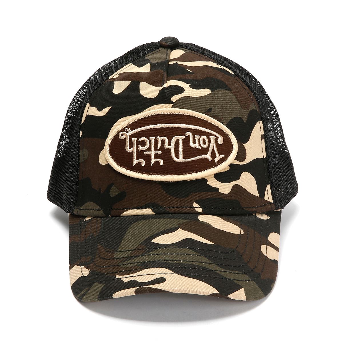 Von Dutch Multi Trucker Casquettes Camo À Bord Marron En Coton