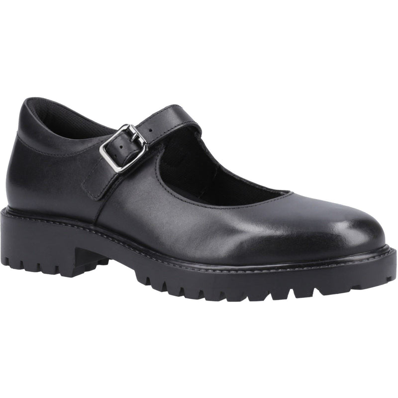 Hush Puppies Aurora Senior Chaussures Noires Pour Filles En Cuir