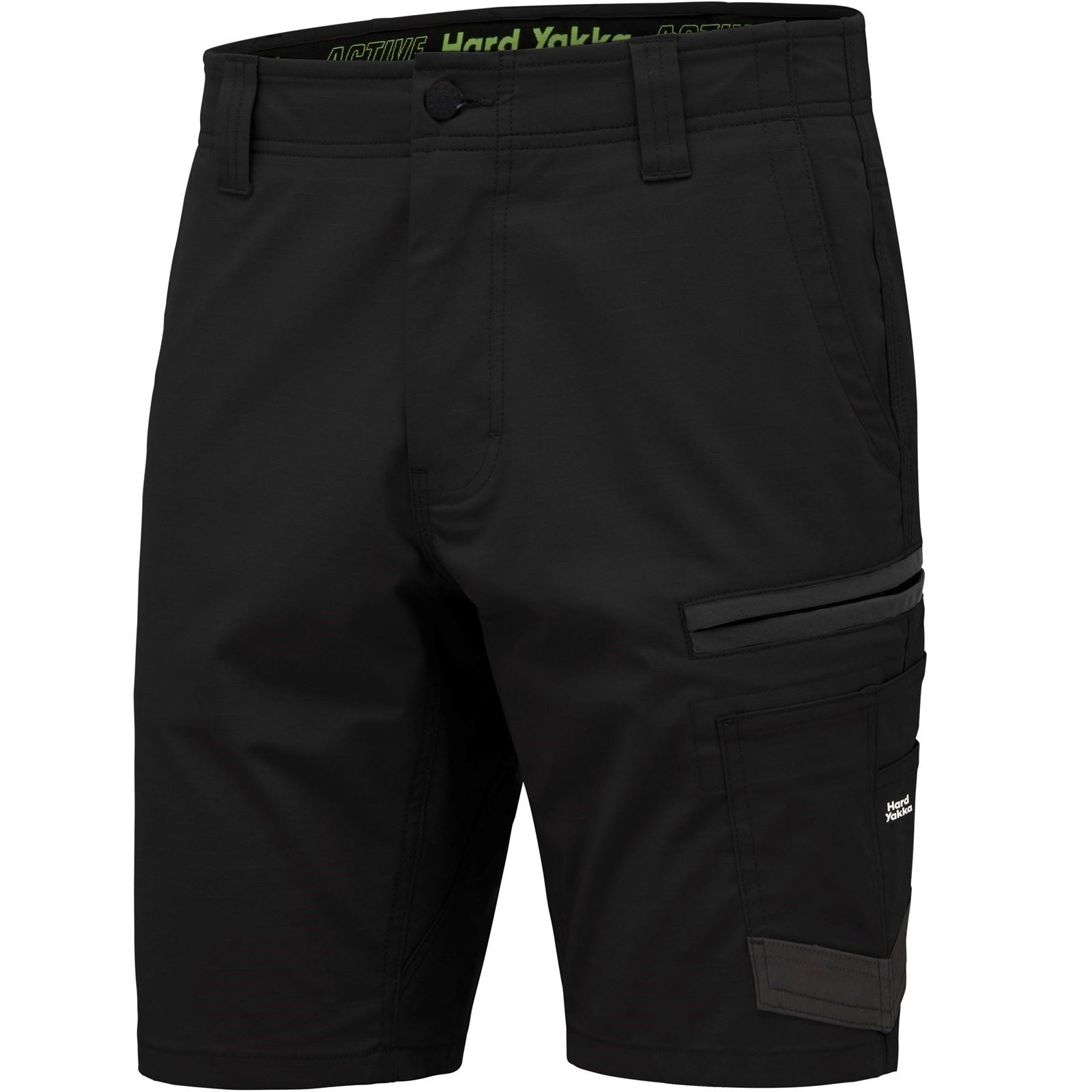 Hard Yakka Raptor Active Shorts En Coton Pour Hommes Noirs Jusqu'aux Genoux