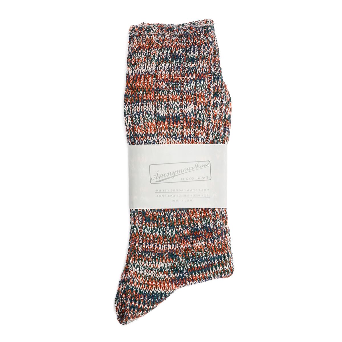 Anonymous Ism 5 Colour Mix Crew Chaussettes En Coton Pour Hommes Orange Hauteur Mollet