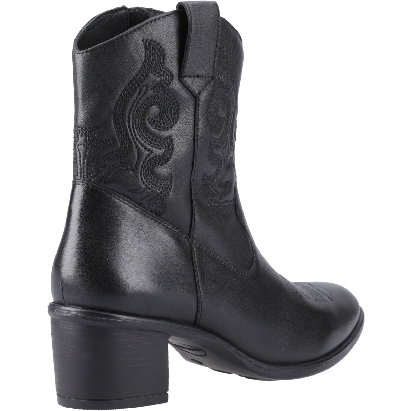 Hush Puppies Wynn Bottes Noires À Talons En Cuir Pour Femme