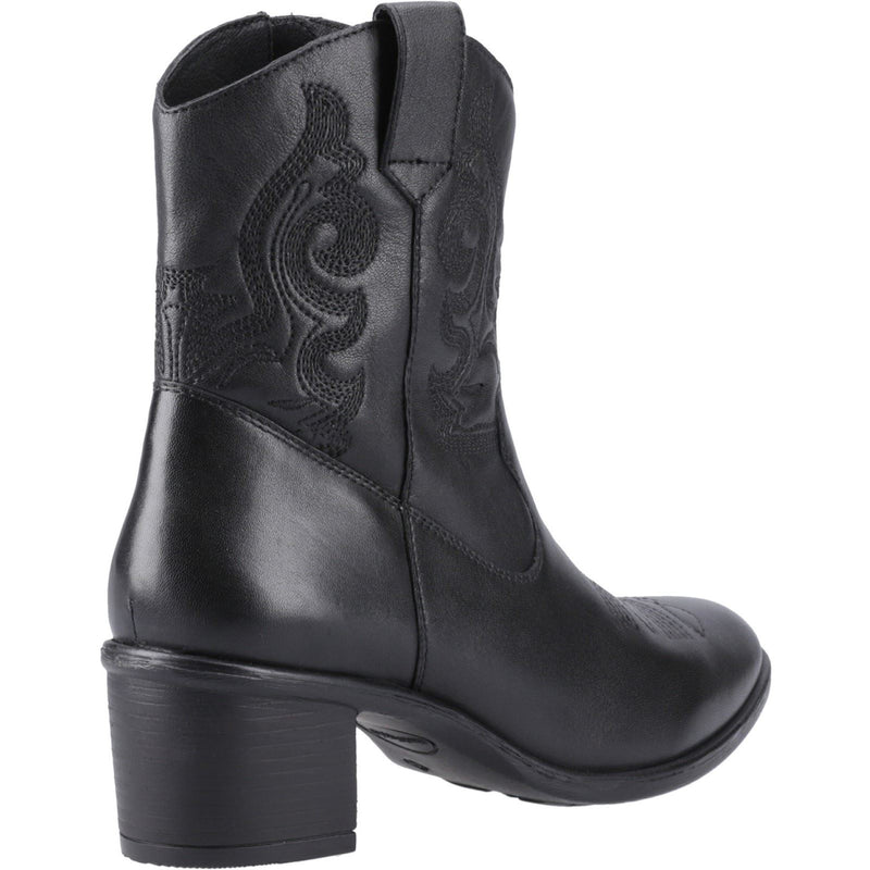 Hush Puppies Wynn Bottes Noires À Talons En Cuir Pour Femme