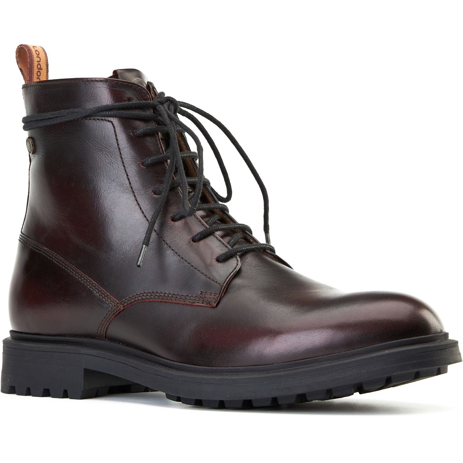 Base London Brunel Chaussures De Cheville Pour Hommes En Cuir Vin.