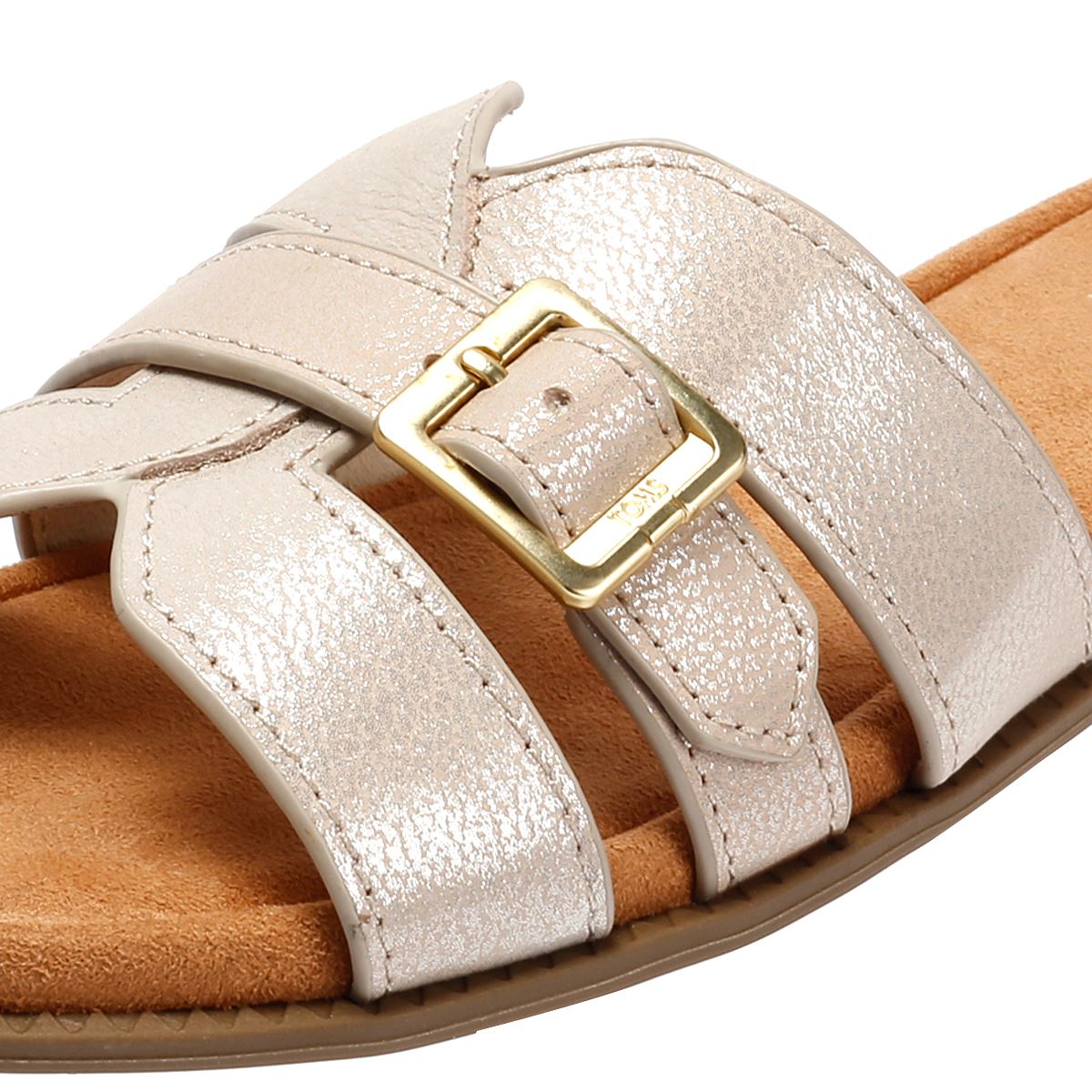 TOMS Sol Mule Sandales Dorées En Cuir Pour Femmes