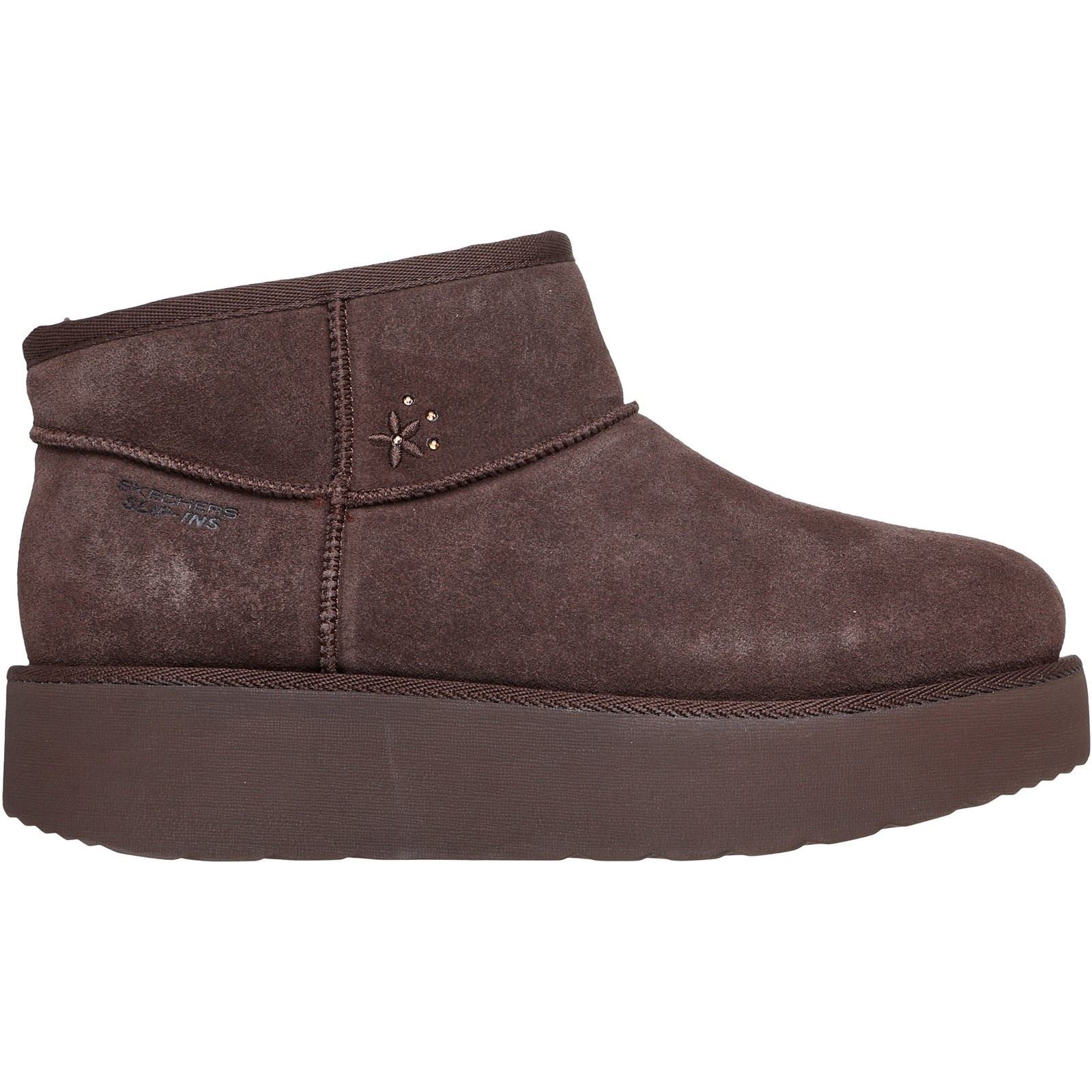 Skechers Keep Cozy Bottes De Cheville En Cuir Pour Femmes Chocolat D'Hiver