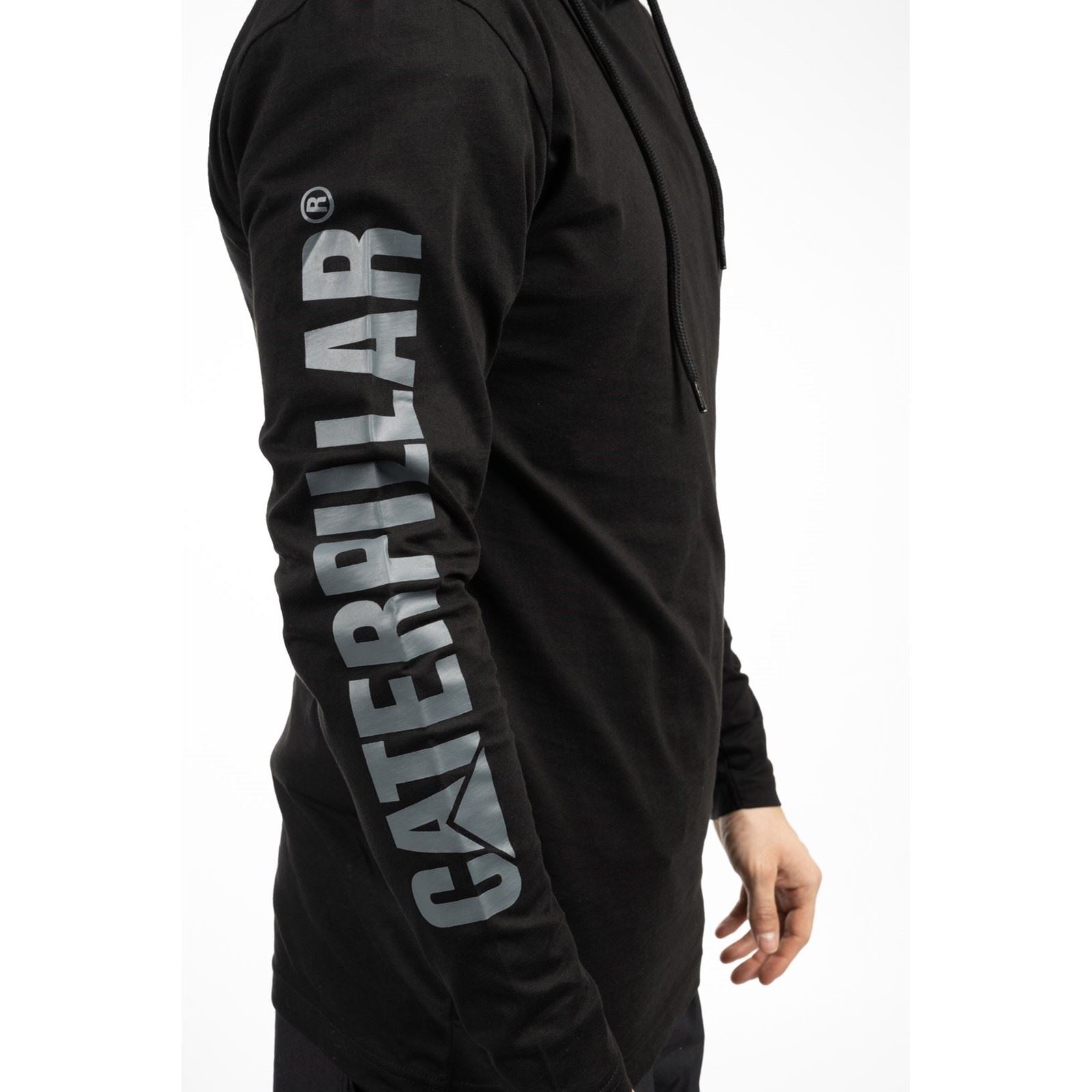 Caterpillar Hooded Long Sleeve T-Shirt Noir En Coton Pour Homme