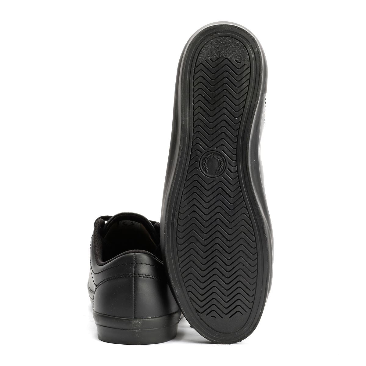 Fred Perry Baseline Baskets Noires En Cuir Pour Hommes