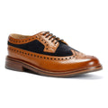 Chapman & Moore Longwing Brogue Chaussures En Cuir Pour Hommes Brunes À Lacets