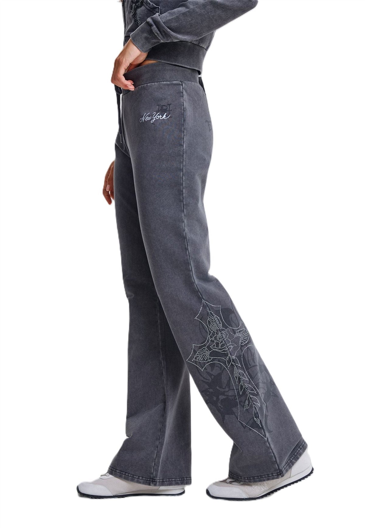 Ed Hardy Cross and Thorn Flared Joggeuses Noires Pour Femmes