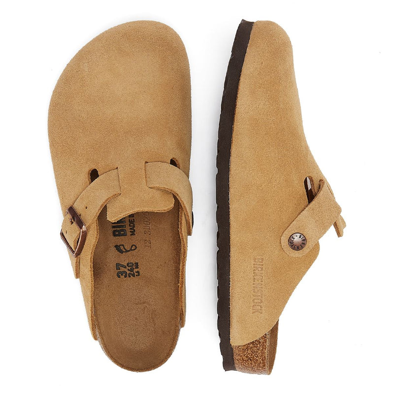 Birkenstock Sabots En Daim À Crème Latte Boston