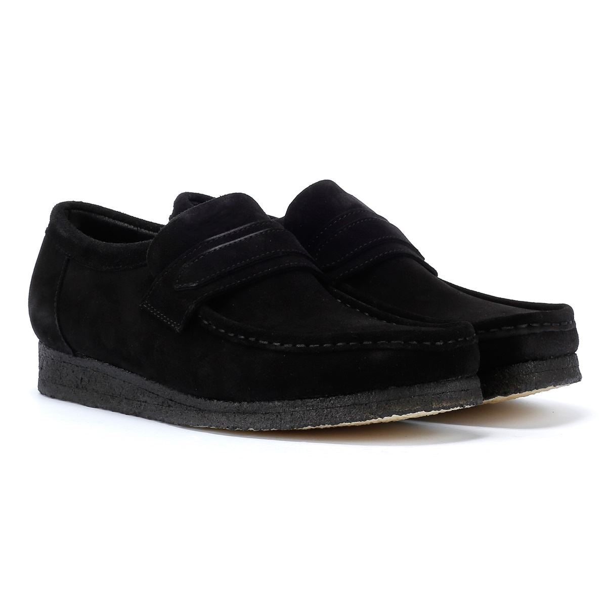 Clarks Originals Wallabee Mocassins Noirs En Daim Pour Hommes