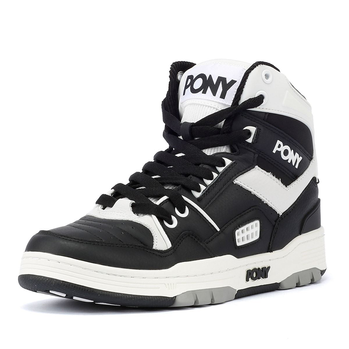 Pony M_100 Baskets En Cuir Noires/Blanches