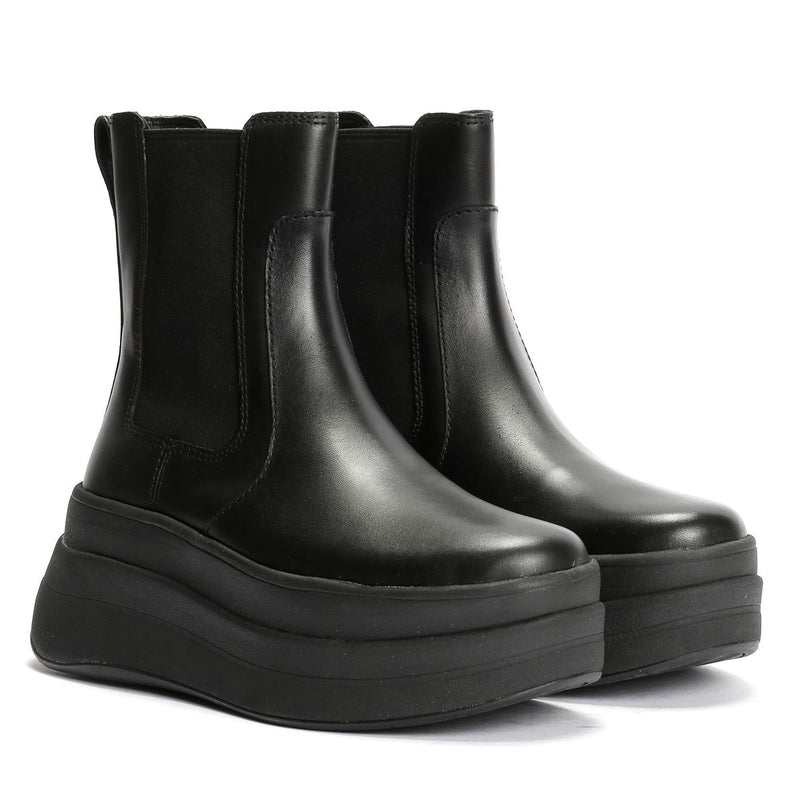 FitFlop F-Mode Bottes En Cuir Noires Pour Femmes