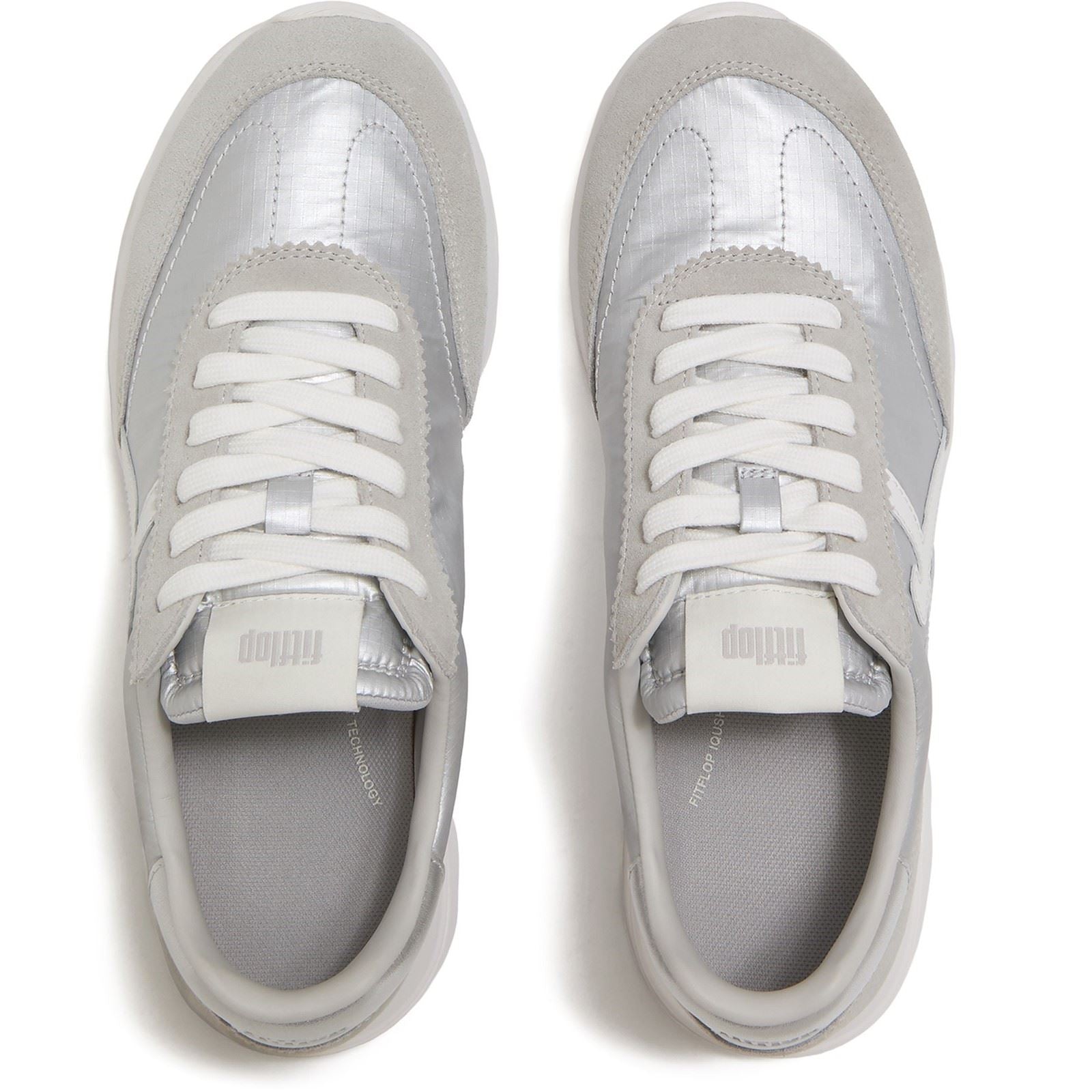 Fitflop Retro-Q FF Baskets En Nylon Pour Femmes Argentées/Blanches Urbaines