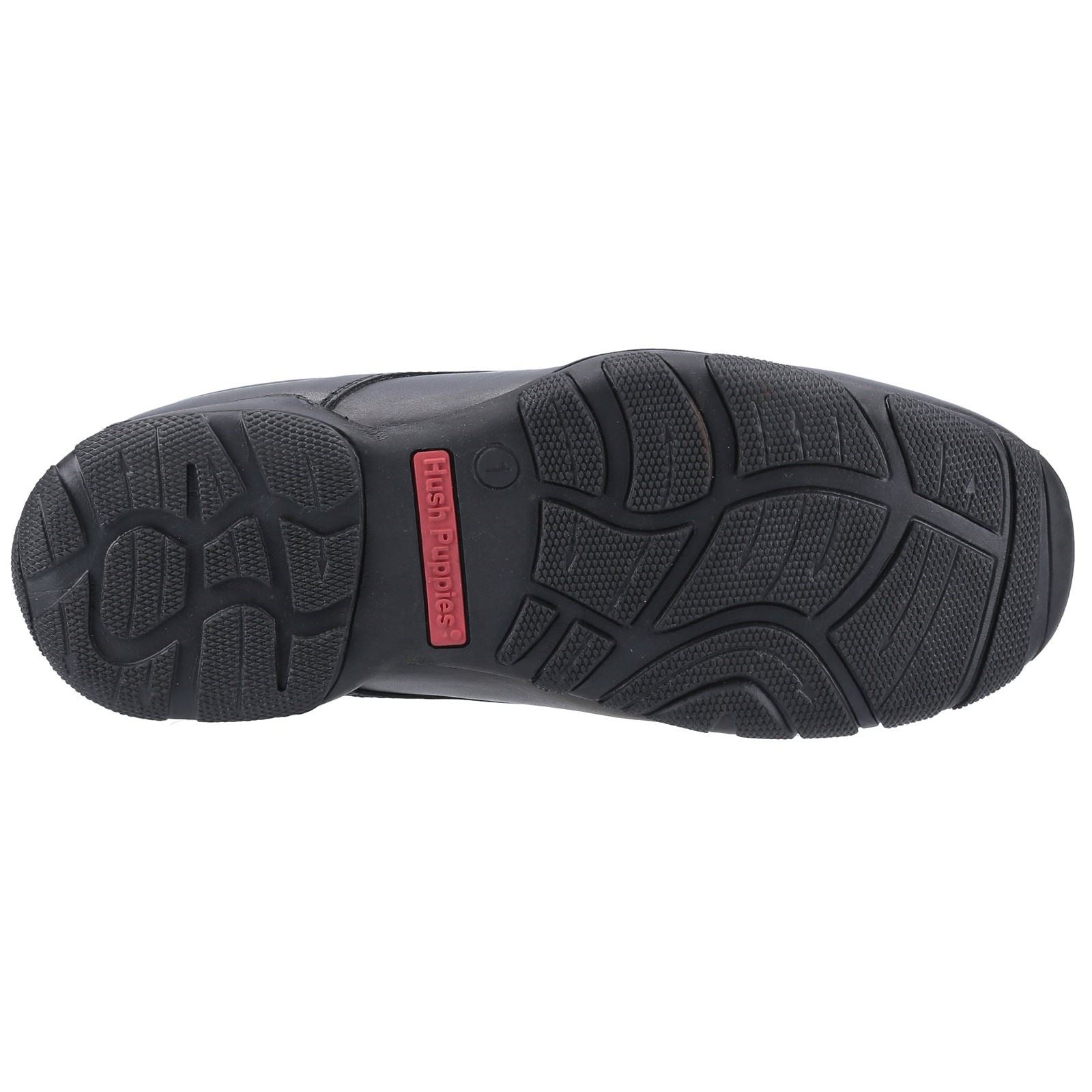 Hush Puppies Elijah Senior Chaussures Noires Pour Garçons En Cuir