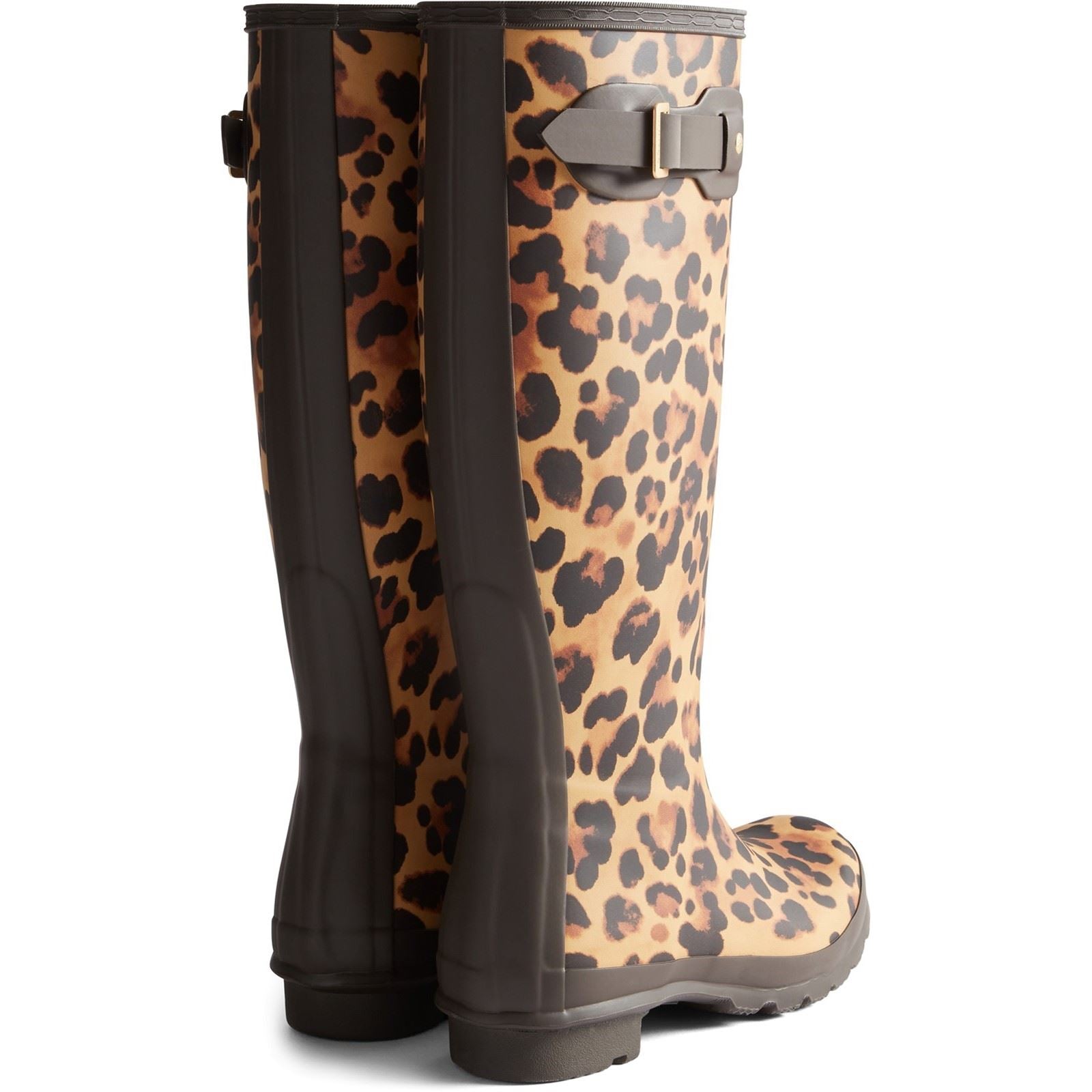 Hunter Womens Original Tall Leopard Boot Bottes En Caoutchouc Pour Femmes Imprimé Léopard/Marron Chocolat